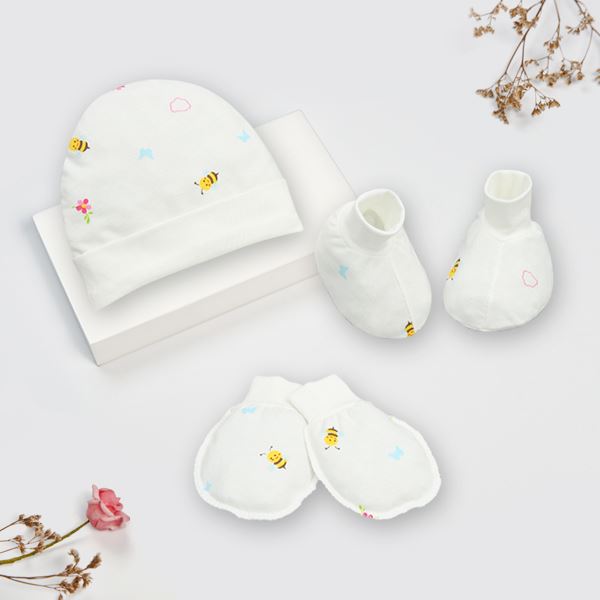 Set mũ bao tay chân IQ Baby in ong hoa chính hãng - AVAKids.com