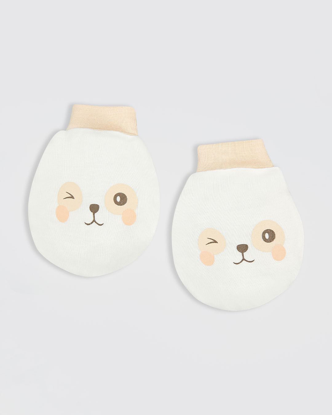Set nón, bao tay bao chân tai thú BabyMommy màu be (0 - 3 tháng) 5