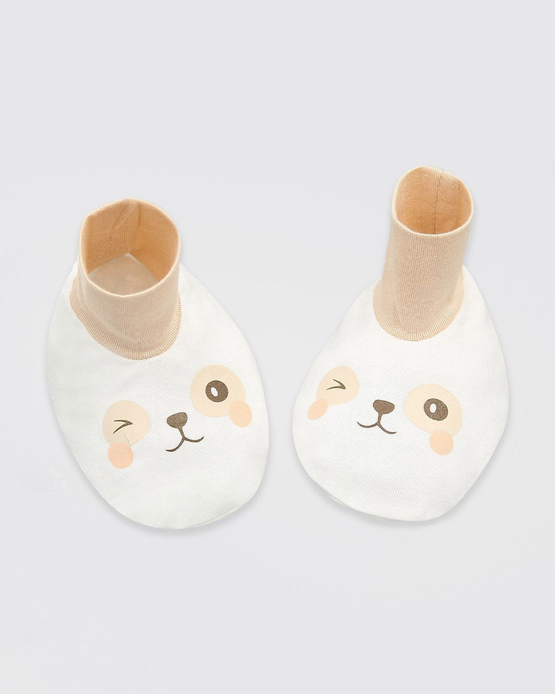 Set nón, bao tay bao chân tai thú BabyMommy màu be (0 - 3 tháng) 8
