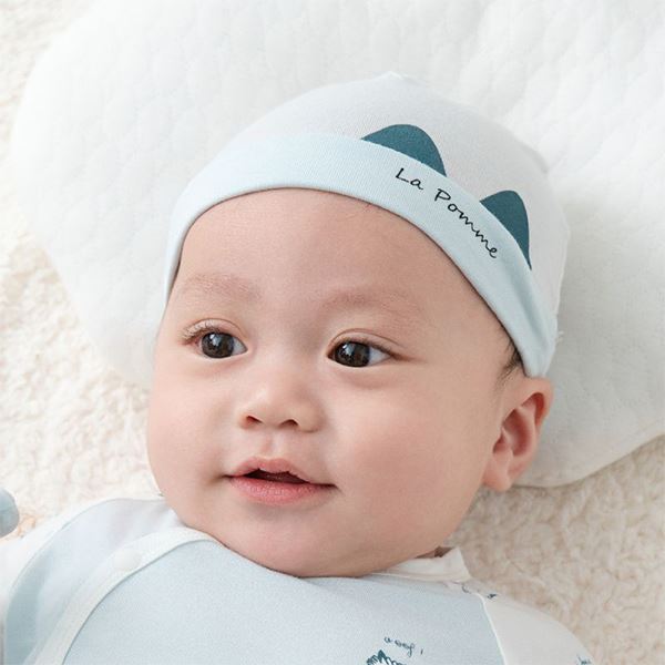 Nón sơ sinh họa tiết dễ thương La Pomme màu trắng - hồng (0 - 3 tháng) 9
