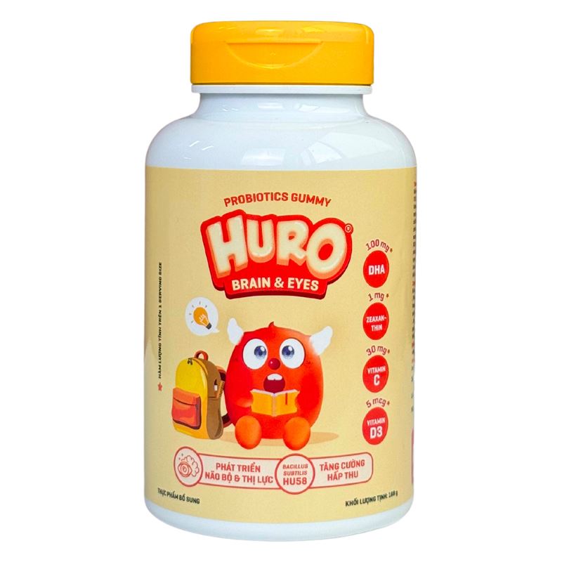 Kẹo dẻo Huro Probiotics Brain Eyes phát triển não bộ và thị lực hương cam, 168g dạng viên (từ 2 tuổi) 2
