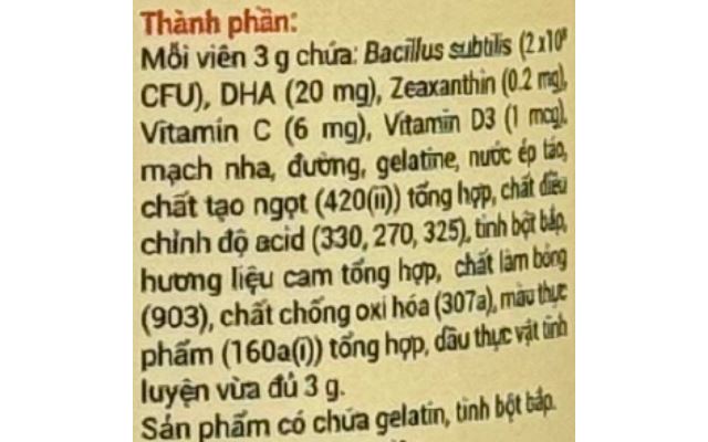 Thành phần kẹo dẻo Huro phát triển não bộ và thị lực