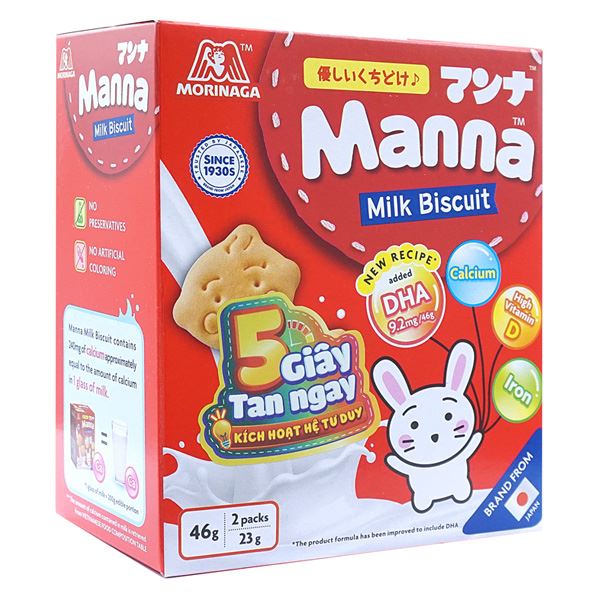 Bánh quy ăn dặm Manna vị sữa giàu dinh dưỡng, hỗ trợ trẻ tập nhai - AVAKids.com