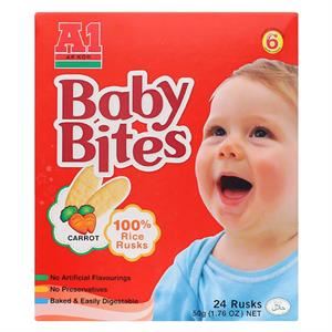 Bánh Gạo Ăn Dặm A1 Baby Bites Vị Cà Rốt Hộp 50G (Từ 6 Tháng)