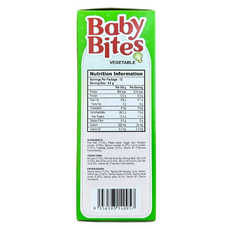Bánh gạo ăn dặm A1 Baby Bites vị cà rốt hộp 50g (từ 6 tháng) 12
