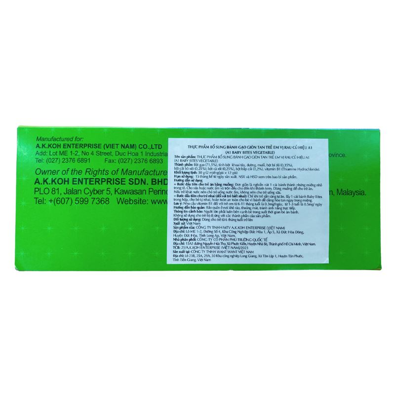 Bánh gạo ăn dặm A1 Baby Bites vị cà rốt hộp 50g (từ 6 tháng) 14