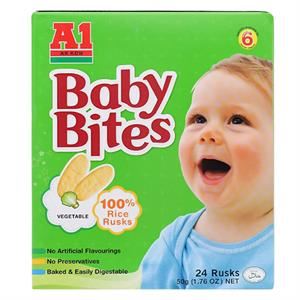 Bánh Gạo Ăn Dặm A1 Baby Bites Vị Rau Củ Hộp 50G (Từ 6 Tháng)