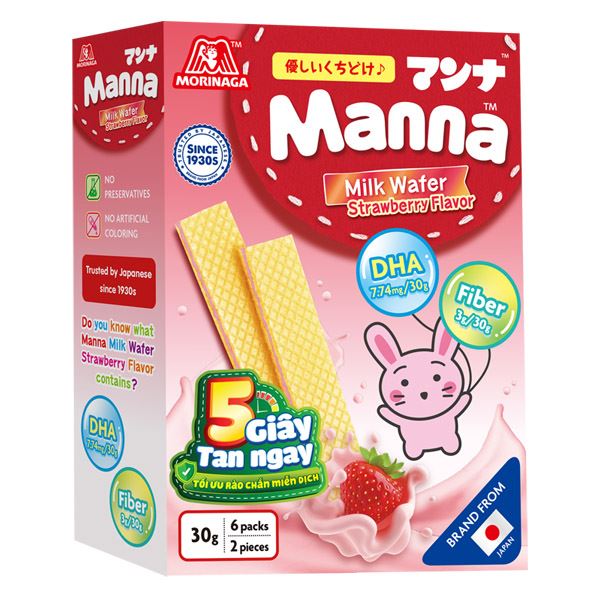 Bánh xốp ăn dặm Manna vị dâu hộp 30g giàu dinh dưỡng, hỗ trợ trẻ tập nhai - AVAKids.com