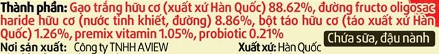 Bánh gạo lứt ăn dặm Mom's Choice vị táo gói 25g (từ 6 tháng) - Thành phần dinh dưỡng