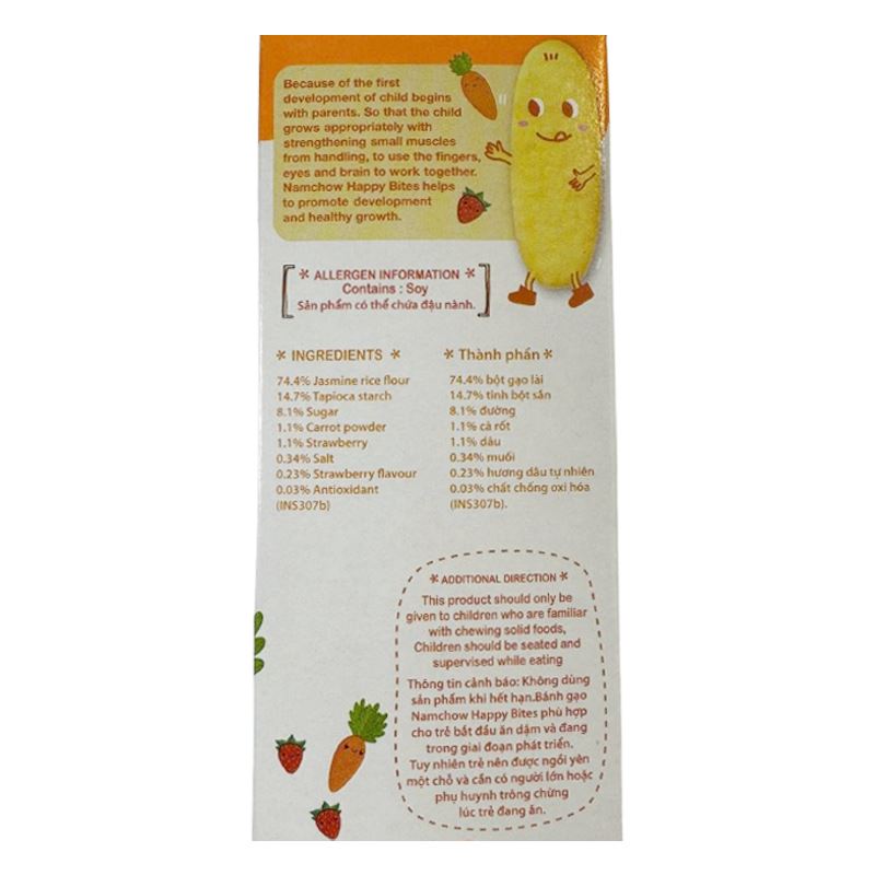 Bánh gạo ăn dặm Happy Bites vị cà rốt và dâu hộp 21g (từ 6 tháng) 4