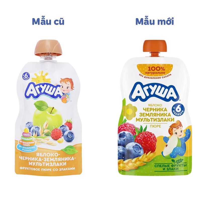 Trái cây nghiền Agusha táo, chuối, dâu tây và kiwi túi 90g (từ 8 tháng) - Giao bao bì ngẫu nghiên 20