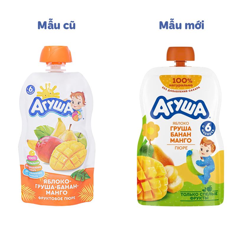 Trái cây nghiền Agusha táo, chuối, dâu tây và kiwi túi 90g (từ 8 tháng) - Giao bao bì ngẫu nghiên 6