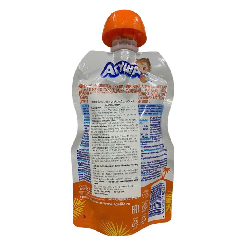 Trái cây nghiền Agusha táo, chuối, dâu tây và kiwi túi 90g (từ 8 tháng) - Giao bao bì ngẫu nghiên 7