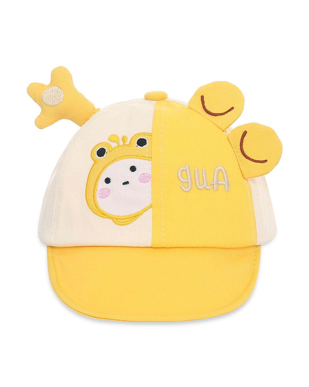 Nón kết cho bé TOP KIDS thêu ếch màu be - vàng 2