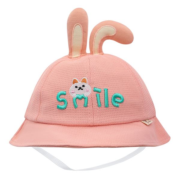 Nón vành TOP KIDS thêu thỏ Smile màu hồng