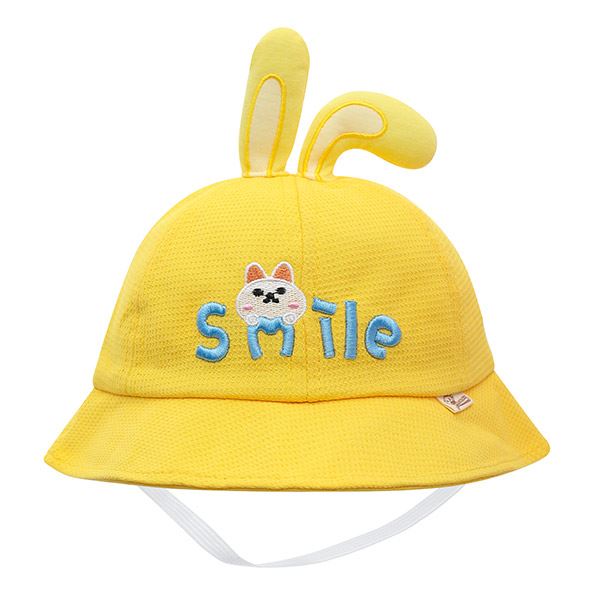 Nón vành TOP KIDS thêu thỏ Smile màu vàng