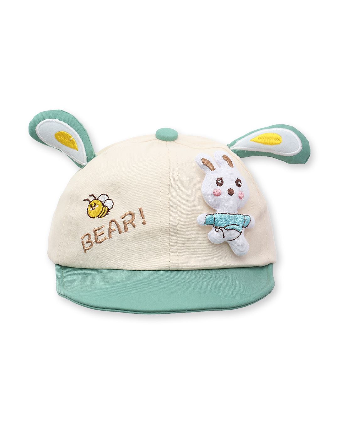 Nón kết cho bé TOP KIDS thêu thỏ màu xanh lá - be 2