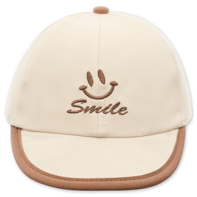 Nón kết cho bé TOP KIDS thêu smile màu be - nâu 2