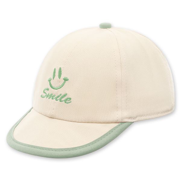 Nón kết TOP KIDS thêu smile màu be - xanh lá