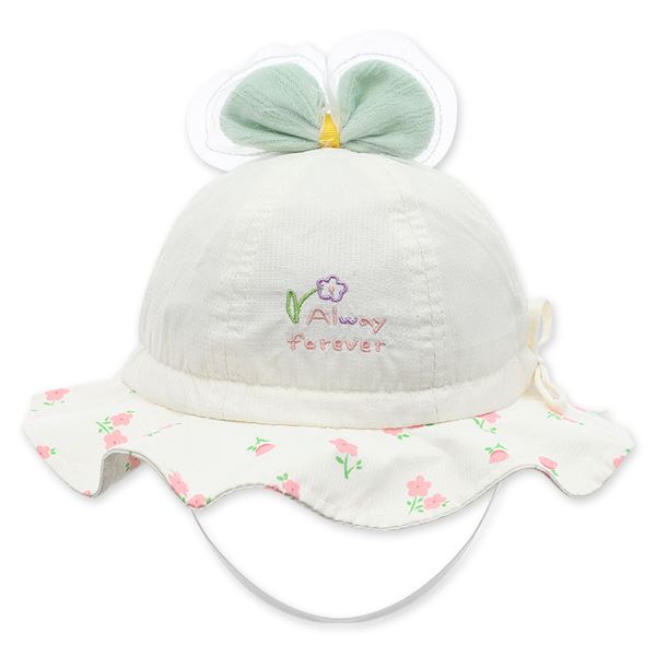 Nón vành TOP KIDS in hoa màu be