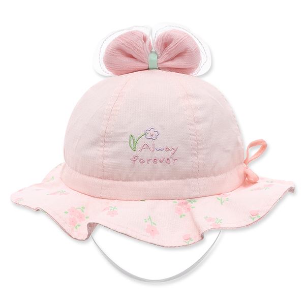 Nón vành TOP KIDS in hoa màu hồng