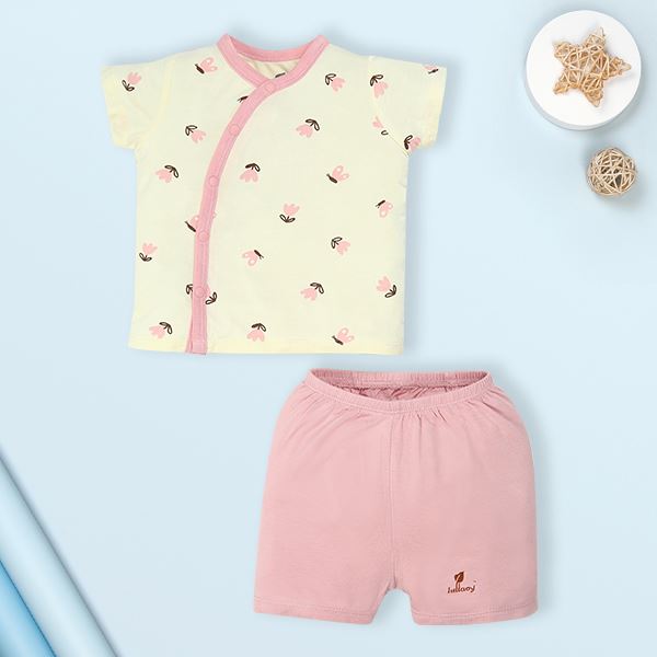 Bộ tay ngắn bé gái Lullaby NH994R màu be - hồng chính hãng, giá tốt - AVAKids.com