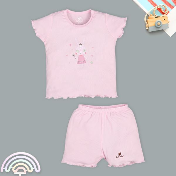 Đồ bộ tay ngắn bé gái Lullaby NH980R trắng nâu - AVAKids.com