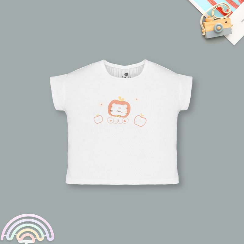 Bộ tay ngắn bé gái Lullaby NH313N màu trắng - hồng