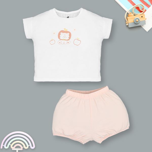 Bộ đồ tay ngắn bé gái Lullaby NH313N trắng hồng giá tốt - AVAKids.com