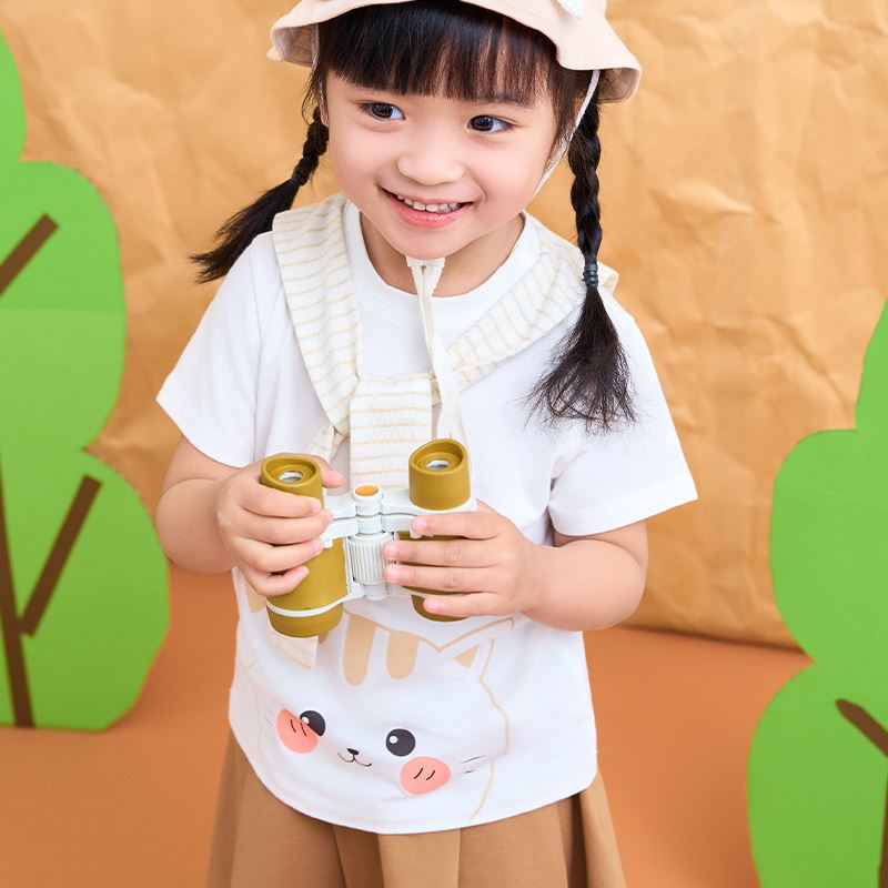 Bộ tay ngắn bé gái La Pomme Good Day màu nâu - trắng