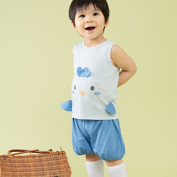 Bộ sát nách bé trai La Pomme bạn nhỏ trong vườn màu xanh dương - AVAKids.com
