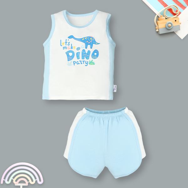Bộ bé trai BabyMommy visco trắng - xanh dương