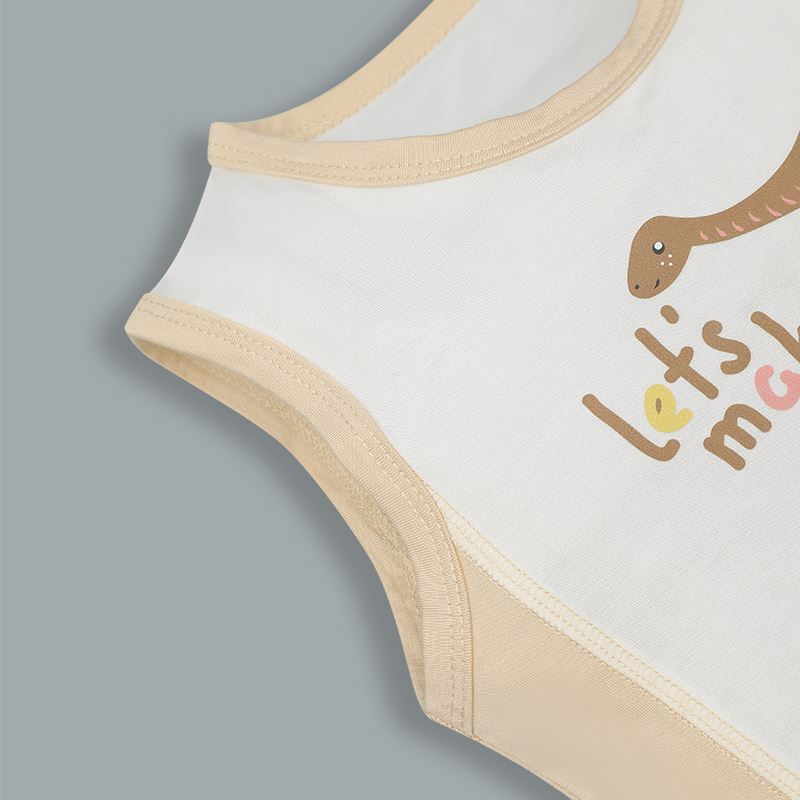 Bộ sát nách bé trai BabyMommy in khủng long màu trắng - vàng 17