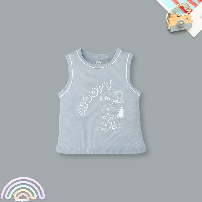 Bộ sát nách bé trai Pony Kids in Snoopy màu xanh ghi 2