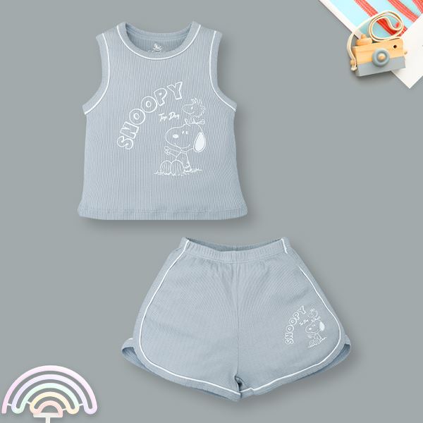 Bộ bé trai Pony Kids cotton xanh ghi