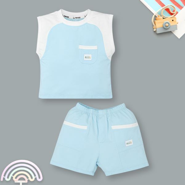 Bộ bé trai Pony Kids cotton xanh dương - trắng