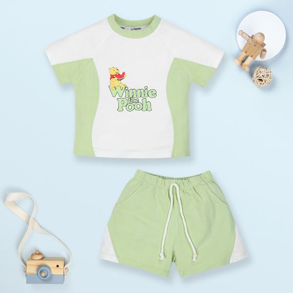 Bộ tay ngắn bé trai Pony Kids in gấu Pooh màu trắng - nâu 16