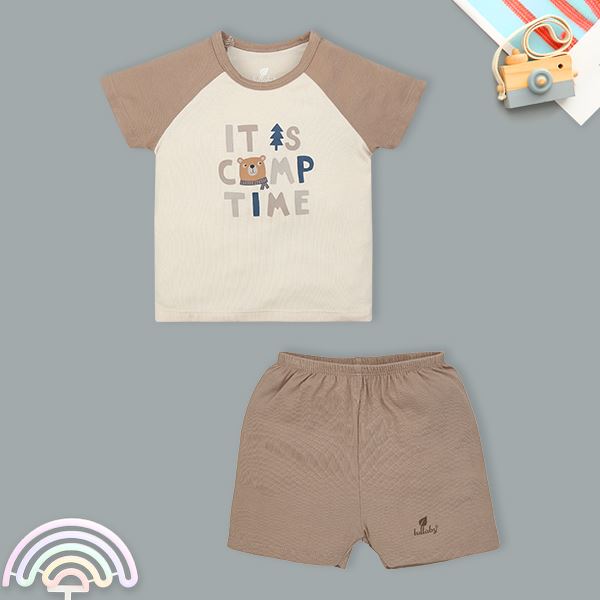 Đồ bộ tay ngắn bé trai Lullaby NH979R be nâu sữa - AVAKids.com