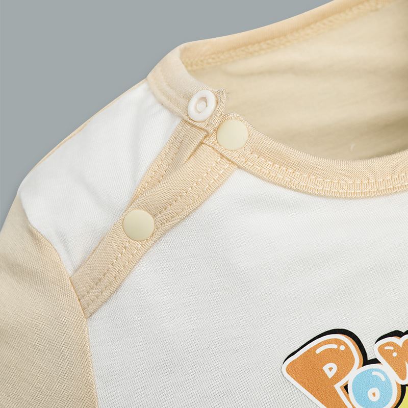 Bộ tay ngắn bé trai BabyMommy cài vai in hoạt hình màu xanh dương - trắng 19