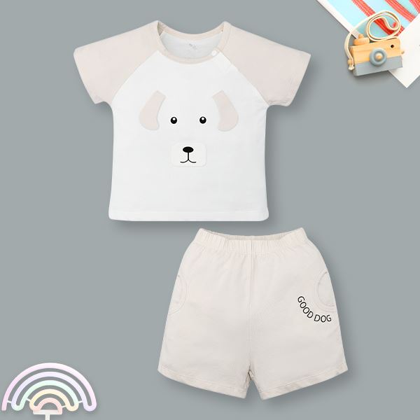 Bộ bé trai Pony Kids cotton trắng - be