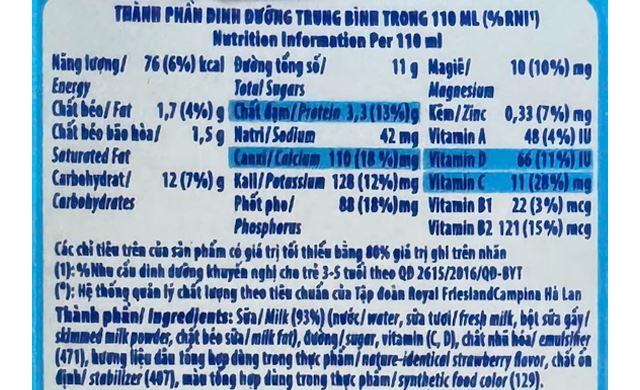 Thành phần dinh dưỡng Thành phần dinh dưỡng