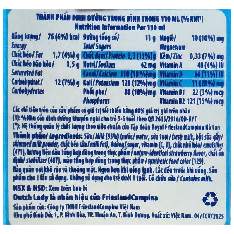 Lốc 4 hộp sữa tiệt trùng Dutch Lady có đường hương dâu 110 ml (từ 1 tuổi) - Giao bao bì ngẫu nhiên 7