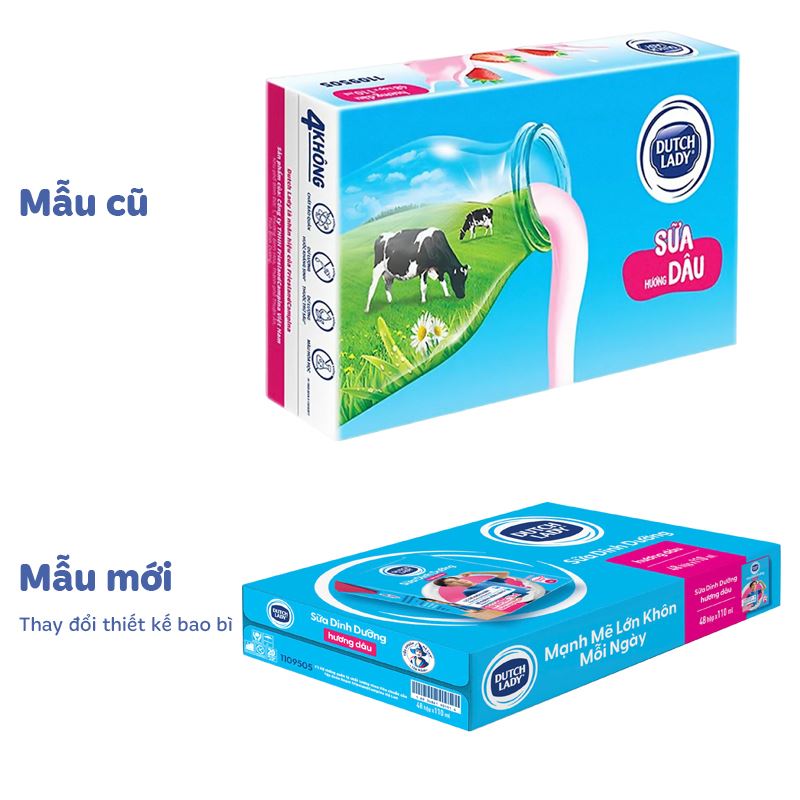 Lốc 4 hộp sữa tiệt trùng Dutch Lady có đường hương dâu 110 ml (từ 1 tuổi) - Giao bao bì ngẫu nhiên 9