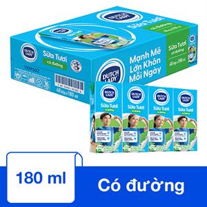 Thùng 48 hộp sữa tươi tiệt trùng Dutch Lady có đường - Giao bao bì ngẫu nhiên