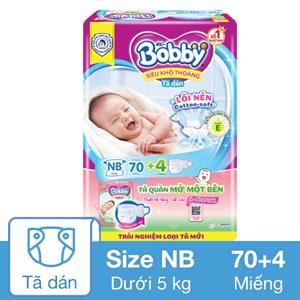 Tã Dán Bobby Size Nb 70 + 4 Miếng (Dưới 5 Kg) - Giao Mẫu Ngẫu Nhiên