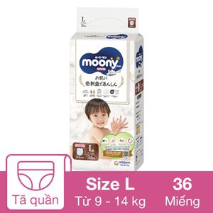 Tã quần Moony Natural size L - Giao bao bì ngẫu nhiên
