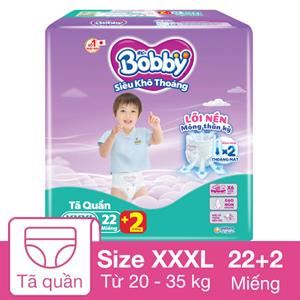 Tã Quần Bobby Size Xxxl 22 + 2 Miếng (20 - 35 Kg) - Giao Bao Bì Ngẫu Nhiên