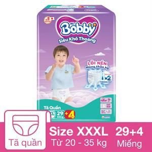 Tã Quần Bobby Size Xxxl 29 + 4 Miếng (20 - 35 Kg) - Giao Bao Bì Ngẫu Nhiên