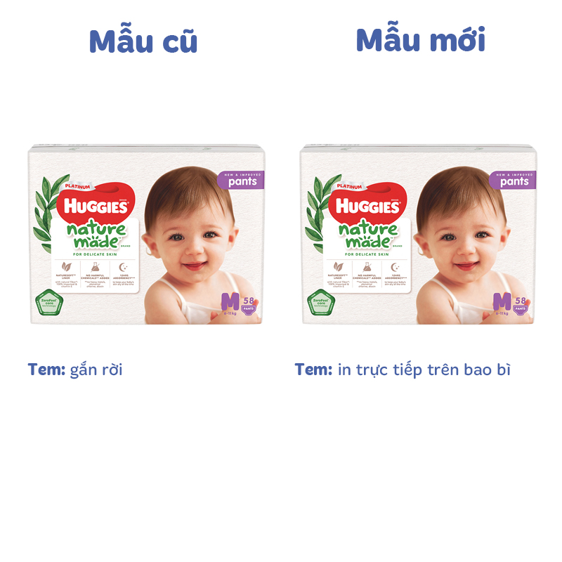 Combo 3 tã quần Huggies Platinum nature made siêu cao cấp size M 58 miếng/bịch (6 - 11 kg) 2