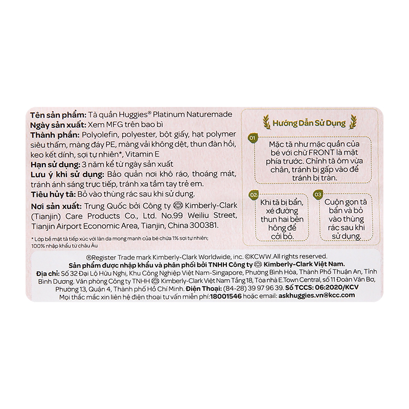 Combo 3 tã quần Huggies Platinum nature made siêu cao cấp size M 58 miếng/bịch (6 - 11 kg) 15